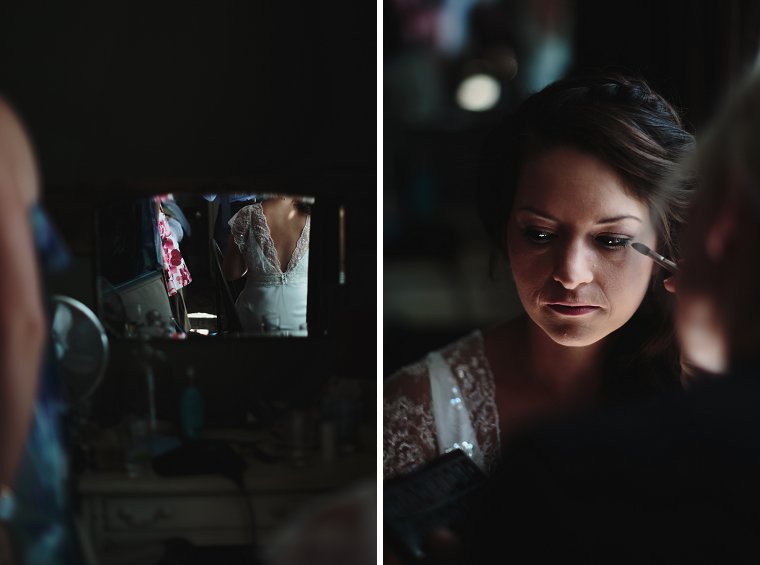 Bride getting her wedding make up done at The Bell Inn in Ticehurst