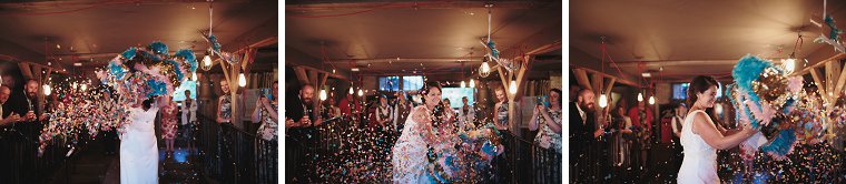 Bride smashing pinata