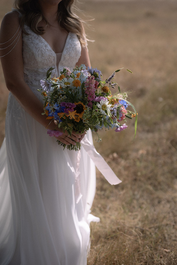 Bride holding her bridal bouquet